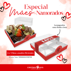 Caixa para Brownies ou bem-casados Dia dos Namorados