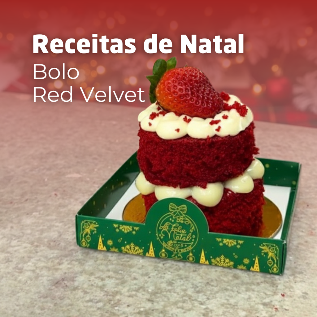 Bolo Red Velvet com embalagem natalina Empório Box